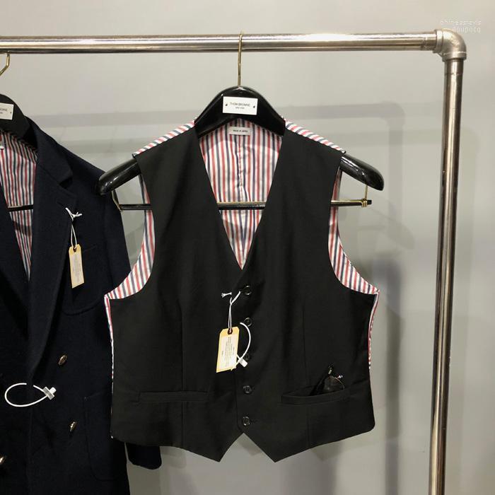 

Men's Vests 2022 Fashion Brand Vest Men Summer Casual Suit Slim Fit Cotton Patchwork Striped Sleeveless Clothing Phin22, Black