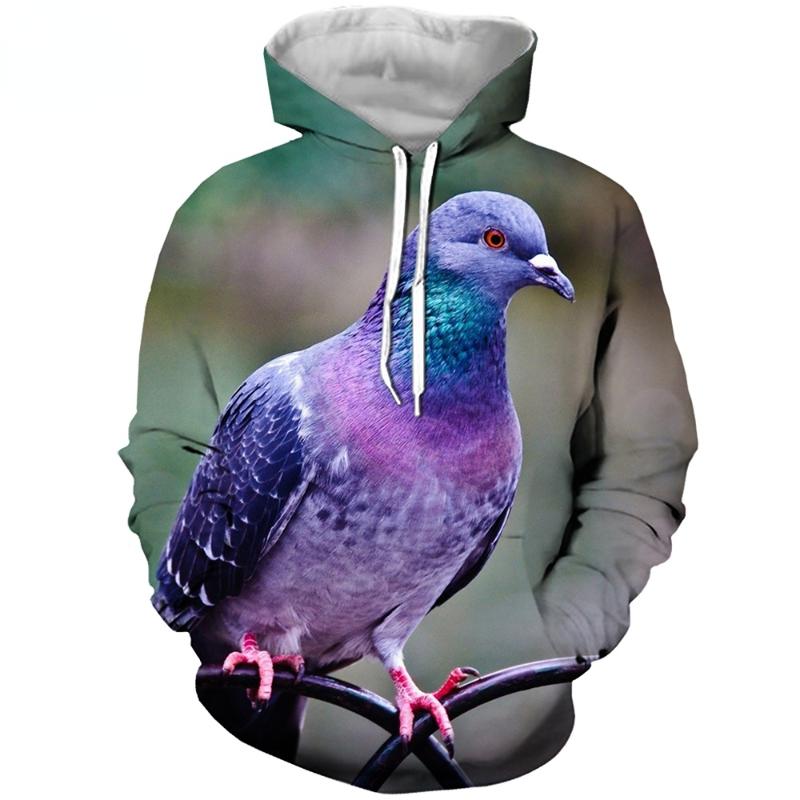 

Men's Hoodies & Sweatshirts Clothes Men's Ladies Sweater 3D Pigeon Bird Print Long Sleeve Hooded Guards Casual Hip Hop Autumn Jacket Har