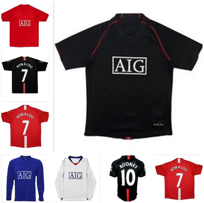 

2007 2008 Ronaldo Rooney Giggs Nani Manchester retro soccer jersey 07 09 home away Scholes Tevez BERBATOV VIDIC united vintage classic football shirt., Home ucl final jersey