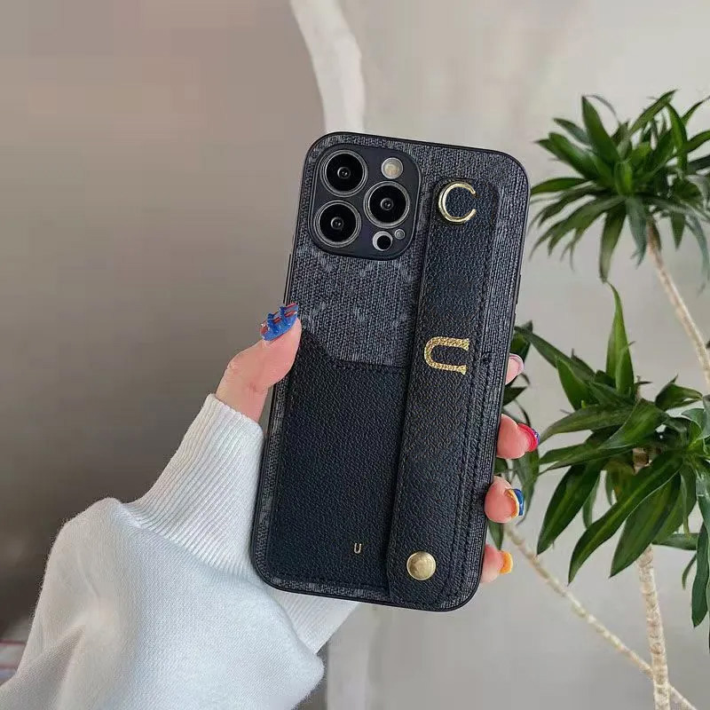 

Designers iPhone case light luxurys fashion card wrist strap iphone13 case can support buttons 11 / 12p all inclusive good nice, Black