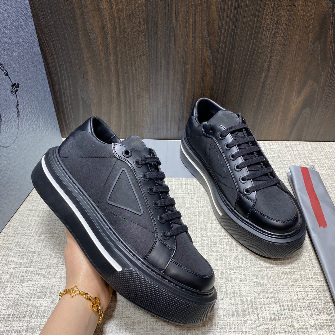 

Macro Re-Nylon Sneakers Luxury Designer men Casual Shoes Thick Bottom Recycled Nylon and Shiny Leather Sneaker Low-top High-top Top l55