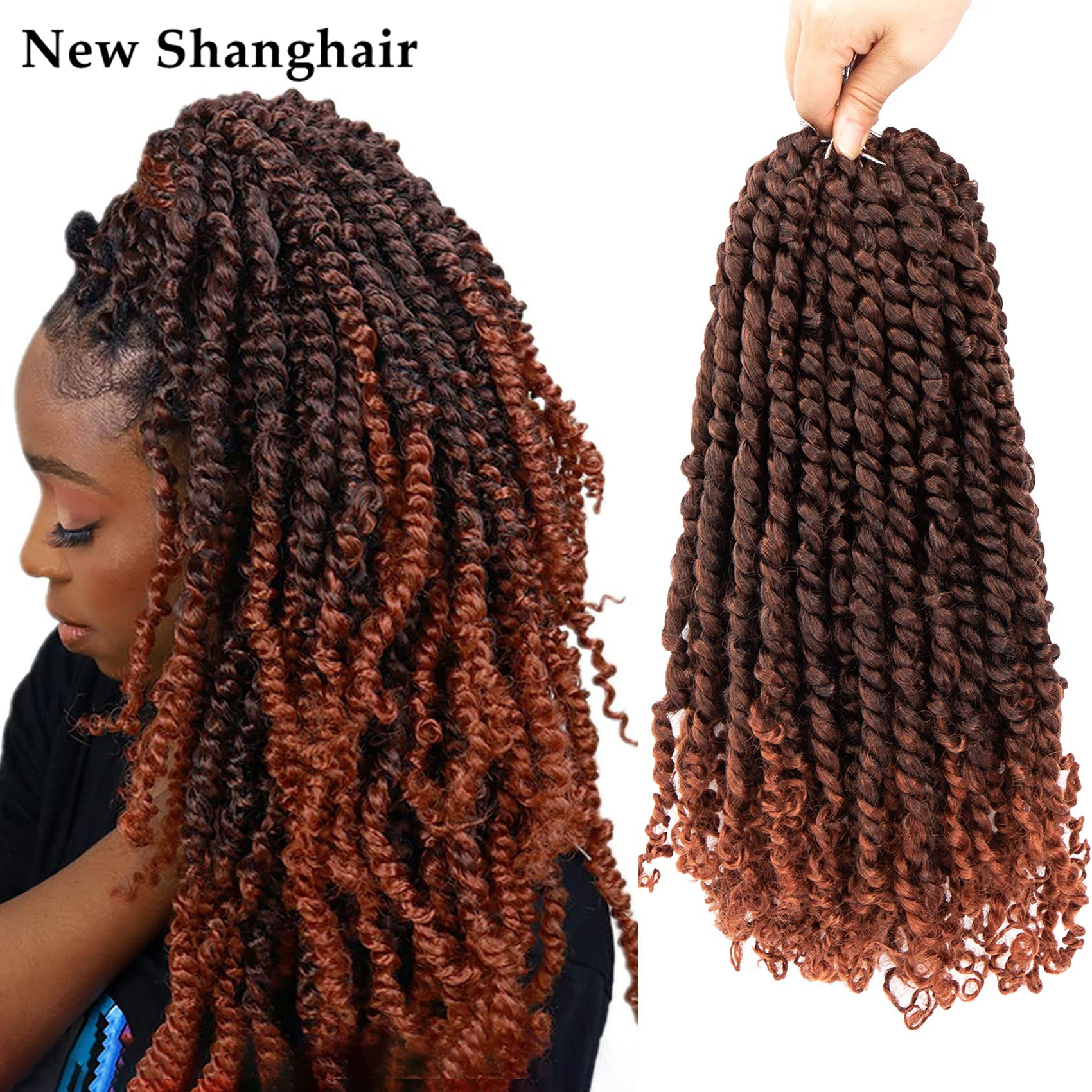 

24 Inch Passion Twist Hair Water Wave Braiding Hair for Butterfly Style 16strands/pcs Crochet Braids Bohemian Hair Extensions BS01, 1b-bug