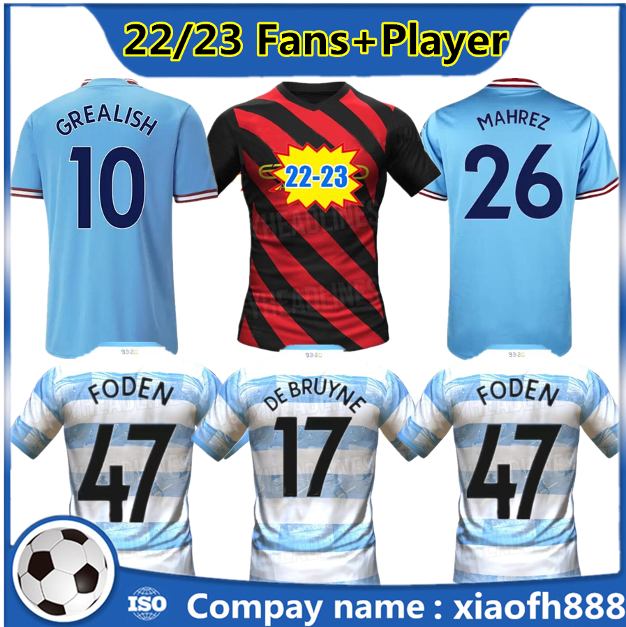 

size -4XL 2022 2023 Agueroooo Manchester fans GREALISH soccer jersey 21 22 23 STERLING FERRAN DE BRUYNE FODEN HAALAND football shirts men kit full set suit city man, Red