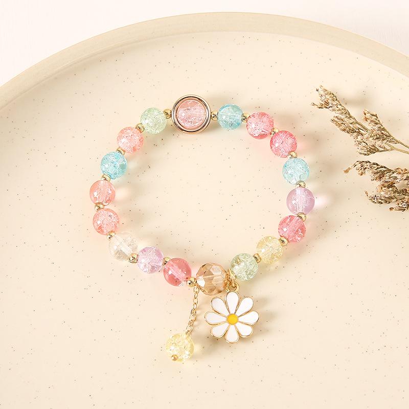 

Charm Bracelets 2022 Korean Flowers Daisy Bohemain Colorful Crystal Beaded Bracelet Handmade Elastic Rope Women Pulseira Jewelry