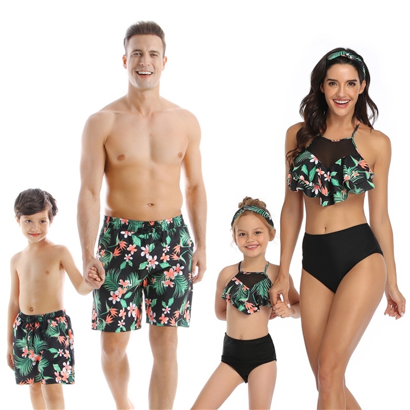 Été famille maillot de bain maman et moi vêtements maman père fils mère et fille bikini shorts de plage couple correspondant maillots de bain 220
