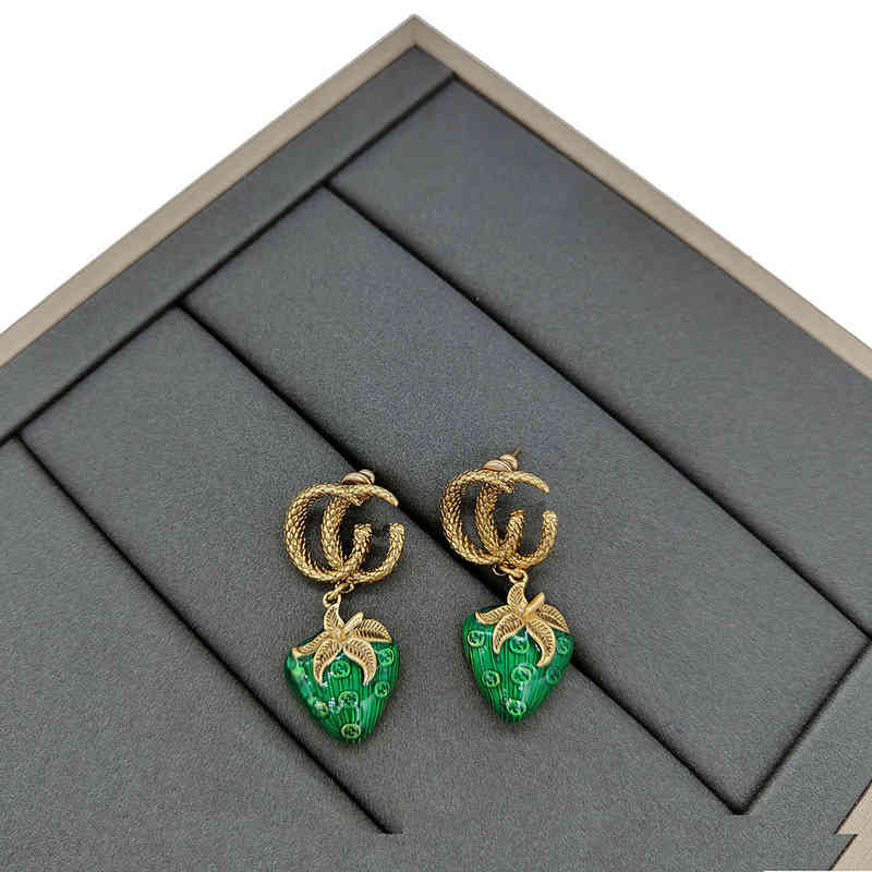 

76% OFF designer jewelry Ancient home double red strawberry Earrings tiktok fashion personality high-end 925 silver needle earphone factory green shake with the