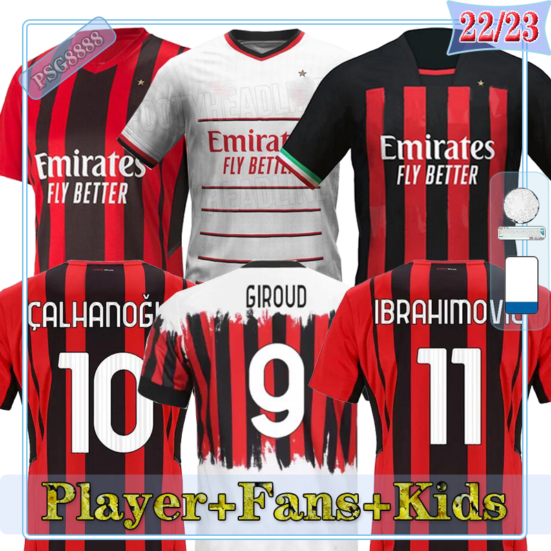 

IBRAHIMOVIC 22 23 soccer jersey AC MILANS Maillot Foot GIROUD R. LEAO BENNACER KESSIE ROMAGNOLI CALHANOGLU TONALI REBIC 2022 2023 football shirt maillot men kids kit, (fsan)