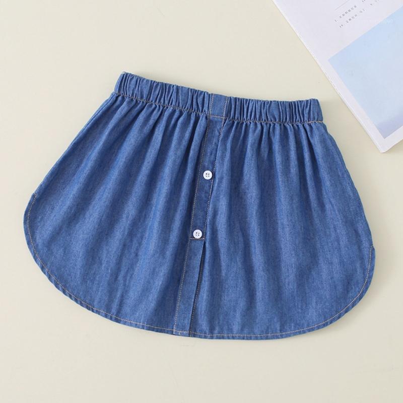 

Skirts 2022 Women Denim Blue Half-Length Shirt Extender Layering Faux Top Lower Sweep Mini Skirt False Hem Splitting Underskirt