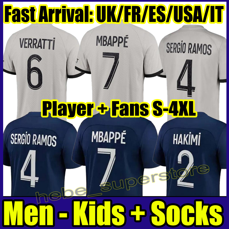 

S-4XL 22 23 MBAPPE KEAN HAKIMI SERGIO RAMOS soccer jerseyS Maillots football shirt 2022 2023 PsGs MARQUINHOS VERRATTI men kids kit uniform enfants maillot de foot, 22-23 kids