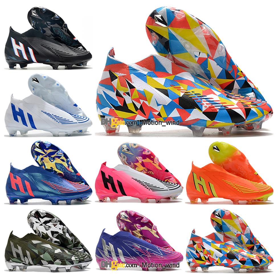 

GIFT BAG Mens High Ankle Football Boots Laceless Predator Edge FG Firm Ground Cleats X Predator Edge Geometric 22 Soccer Shoes Ou222q, Color 8