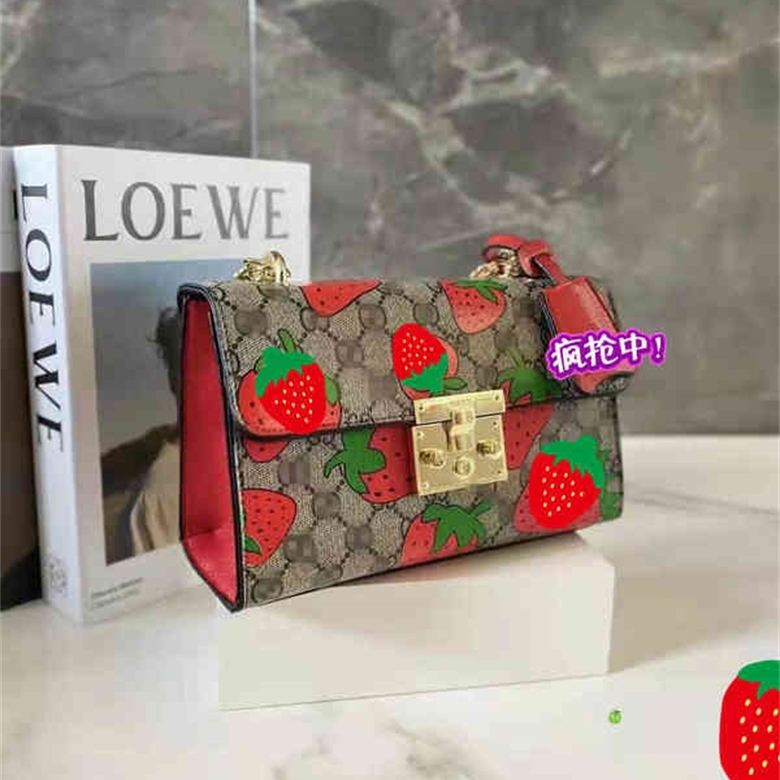 

66% OFF trendy bags 2022 New Designer Handbags high quality Women's new strawberry Single Shoulder Fashion Hand women's lock chain, Red
