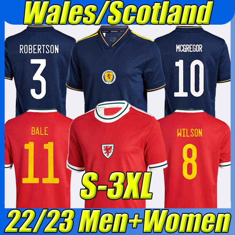 

3XL Wales soccer jerseys Scotland 2022 2023 McGINN Home BALE JAMES WILSON 21/22/23 RAMSEY ALLEN VOKES MOORE T.ROBERTS ROBERTSON maillot de football shirts men women, Wales 2021 home
