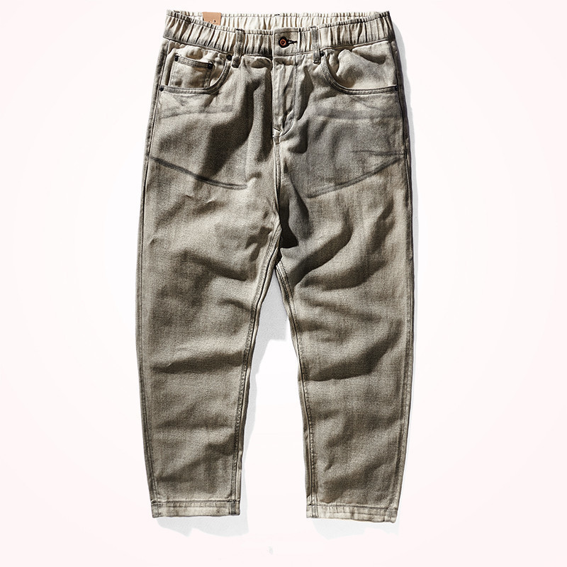 

Four Seasons American Style Loose Straight Denim Jeans Men's Retro Pure Cotton Dirty Oil Washed Old Casual Wide Leg Daddy Pants, Picture color