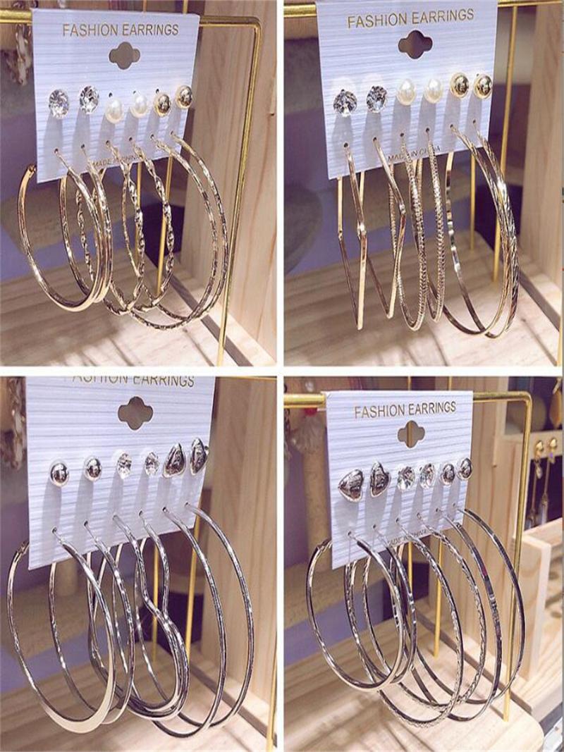 

Hoop & Huggie Fashion 3 Pairs Of C-shaped Big Earring Earrings SetHoop