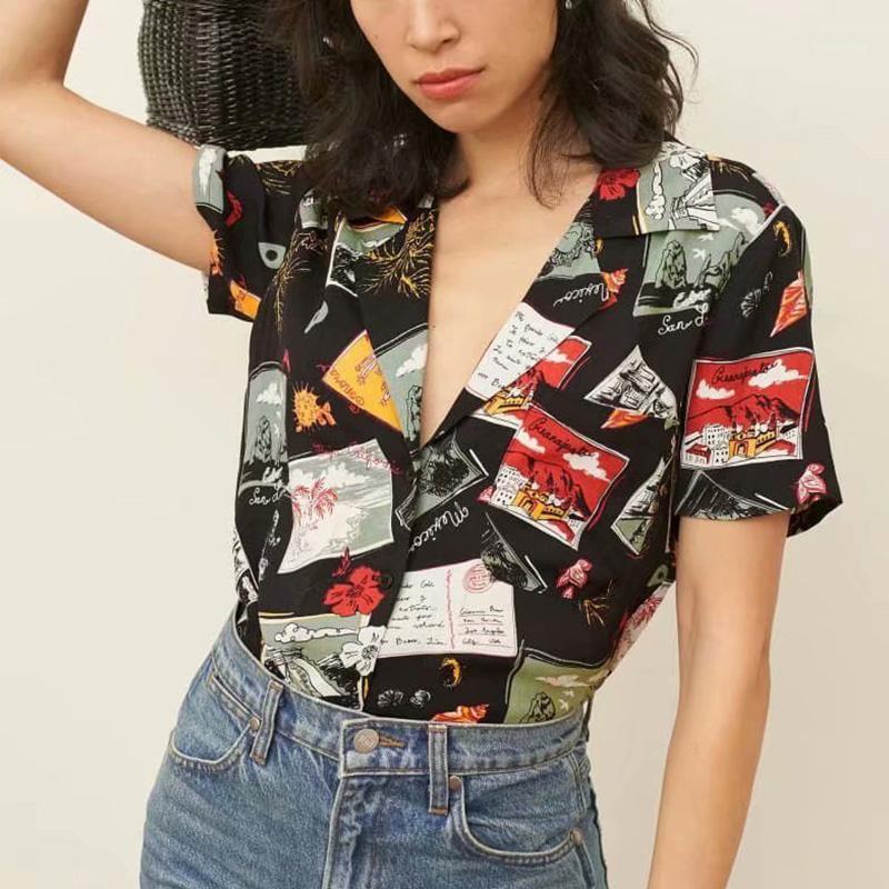 

Turn Dollar Collar Short Sleeve Chiffon Tops Women Blouses Vintage Summer Button Elegant Plus Sizes Lady Casual Shirts Blousa Women, Gray