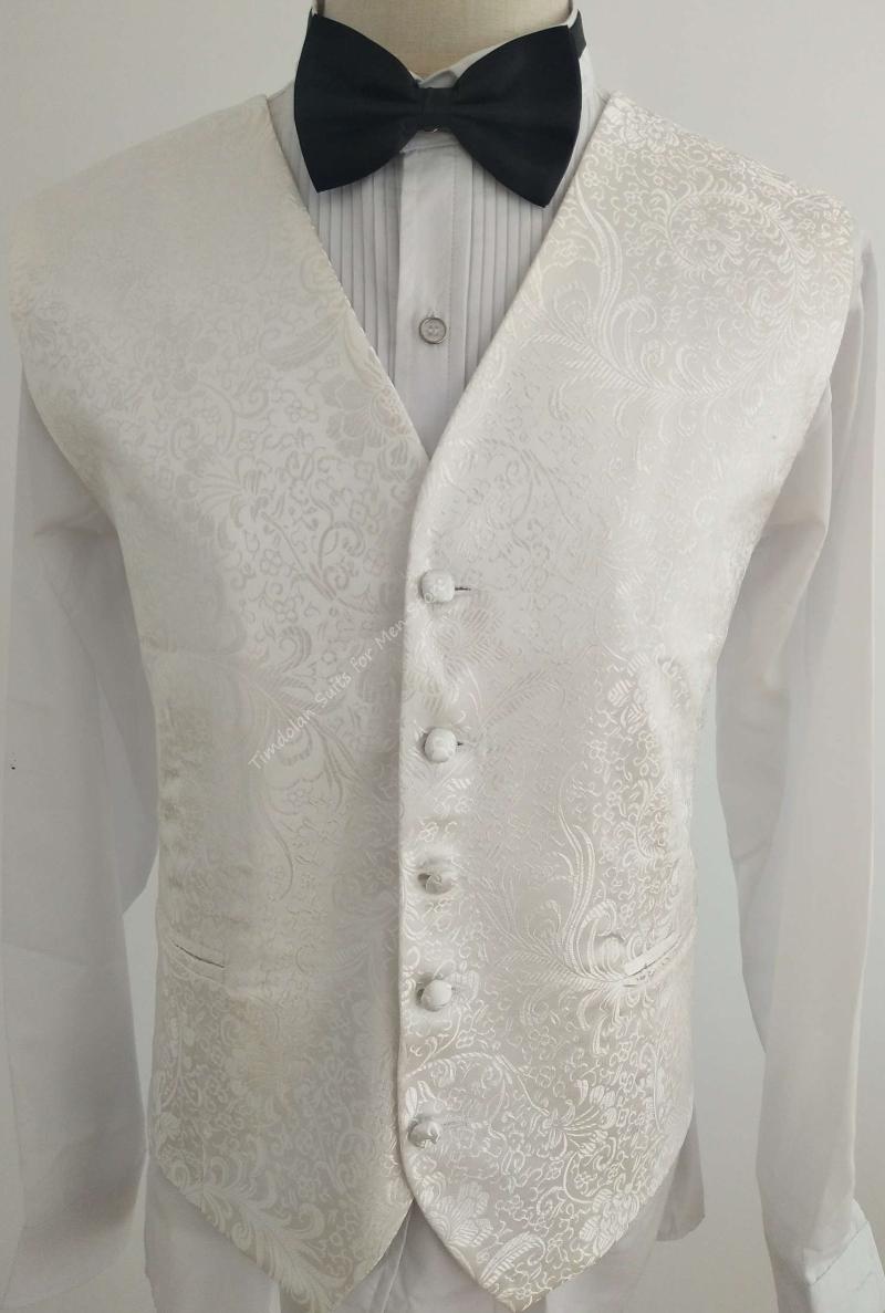 

Men's Vests White Patterned Men Vest Man's Clothing Wedding Business Tailored Waistcoat Casual Slim Fit Only 1 Groosmen Wear, Multi