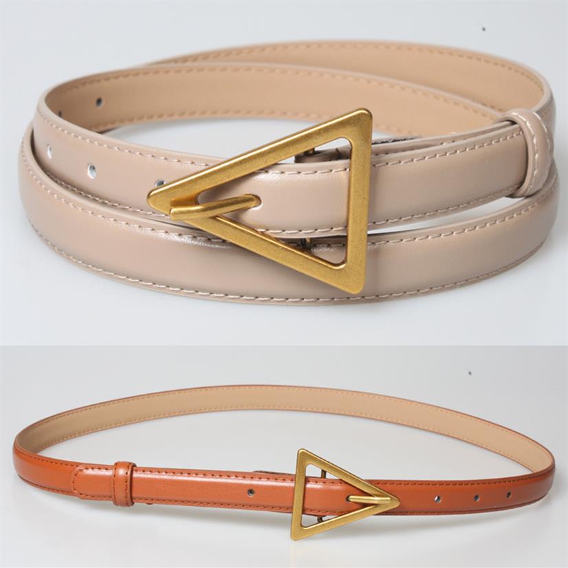 

1 8cm women belts New simple gold triangle thin belt leather pin buckle trend fine triangle buckle belt women's red249B, Black
