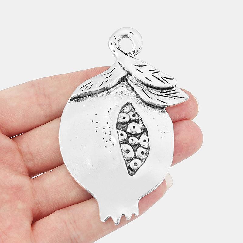 

Pendant Necklaces 2pcs Antique Silver Color Large Charms Pomegranate For Necklace Jewelry Making Findings 84 52mmPendant
