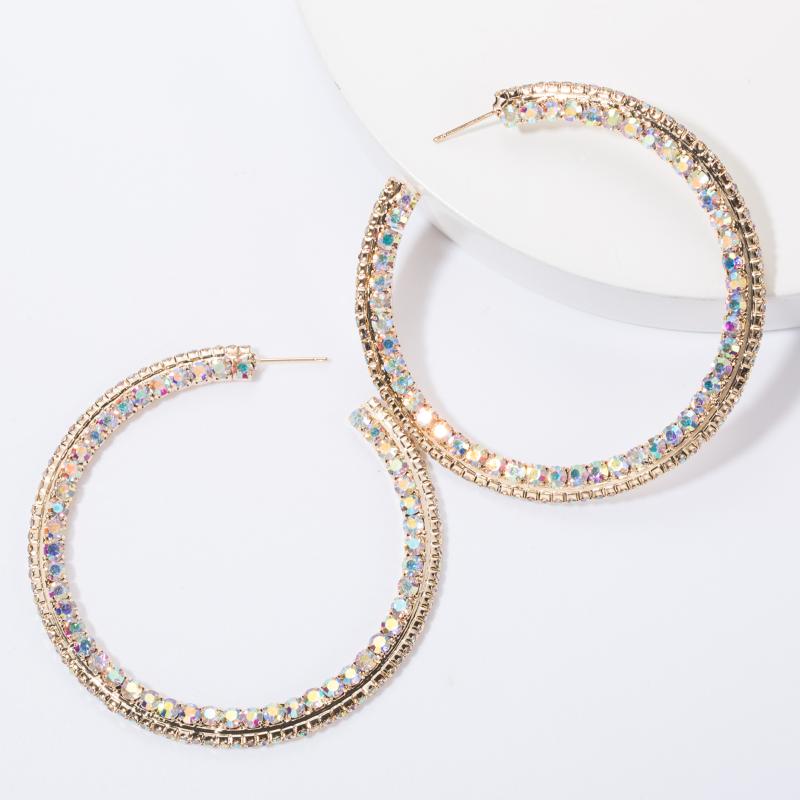 

Hoop & Huggie Fashion Round Earrings Women's Rhinestone Retro Personality Party Accessories Temperament EarringsHoop
