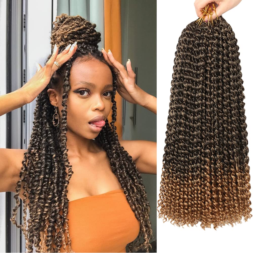 

LANS Synthetic Passion Twist Hair 18 Inch Butterfly Locs Water Wave Afro Crochet Braid Extension 80g/pcs Spring for black women LS06, 1b#