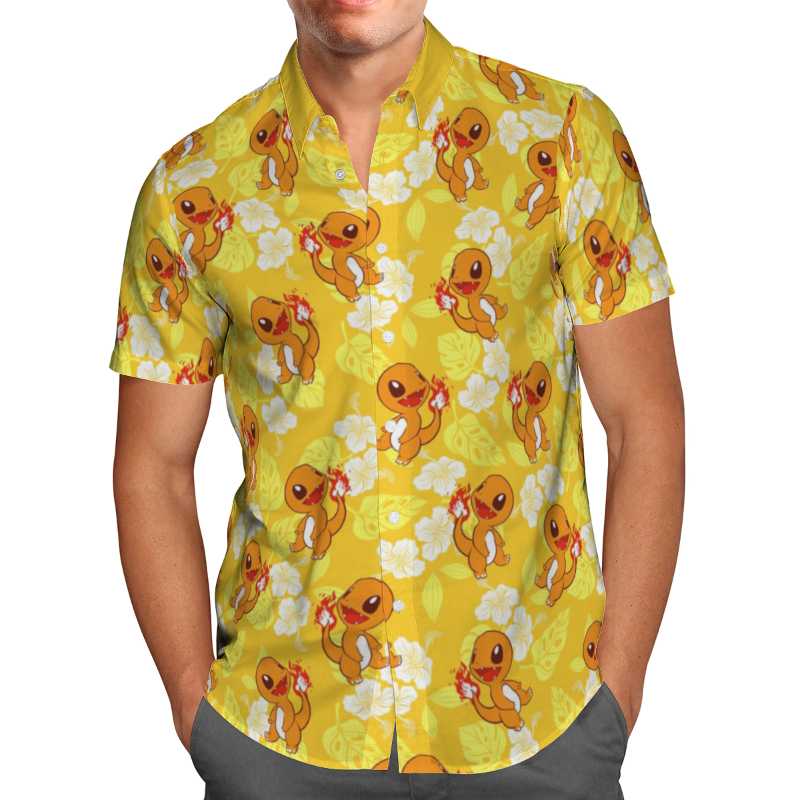

Men's Casual Shirts Yellow Anime Print Short Sleeve For Men Loose Cardigan Button Shirt Plus Size Hawaiian Style Summer 2022 Ventilated, White;black