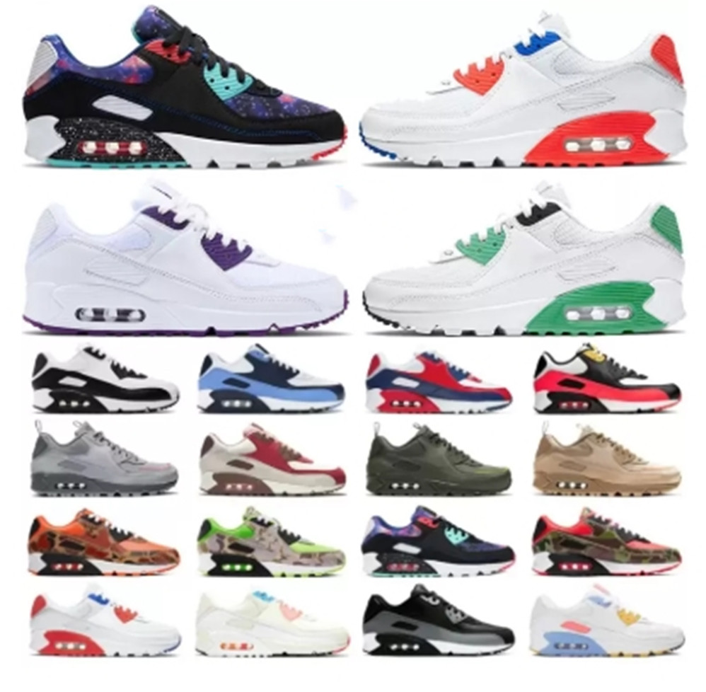 

2022 Max 90 Parra Air React Blue Mens Women Running Shoes Triples airmaxs White Red Olive Volt Habanero 90s Flair Sneakers EUR36-45, Option shoe size