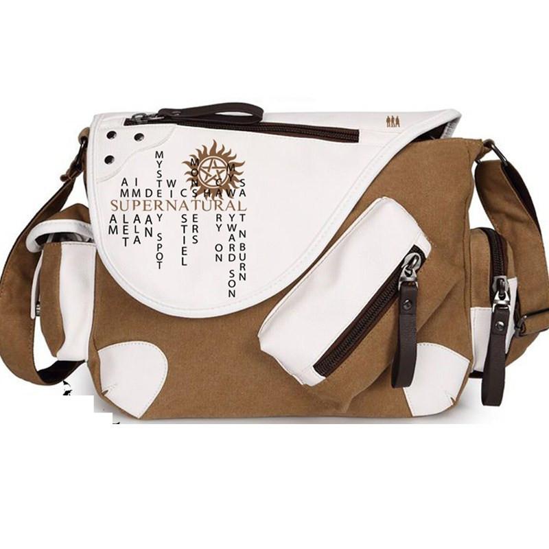 

Evening Bags Supernatural Evil SPN Women Canvas Casual Zipper Men Shoulder Bag Crossbody Boys Girls Kids Schoolbags Messenger, Style 3