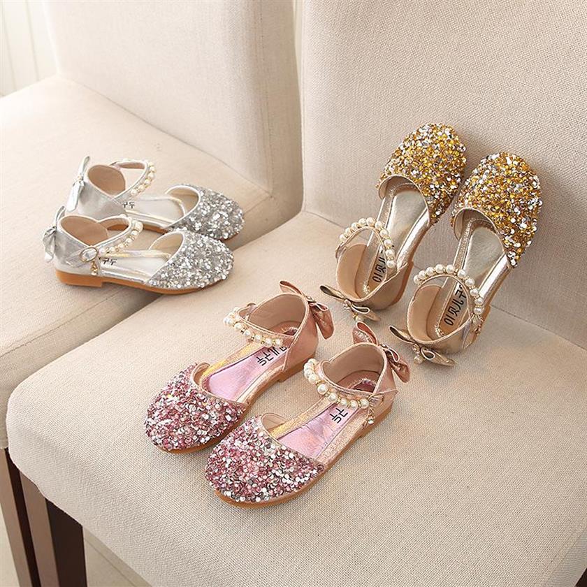 

Sneakers Girls Ballet Flats Baby Dance Party Shoes Glitter Children Gold Bling Princess 3-12 Years Kids324H