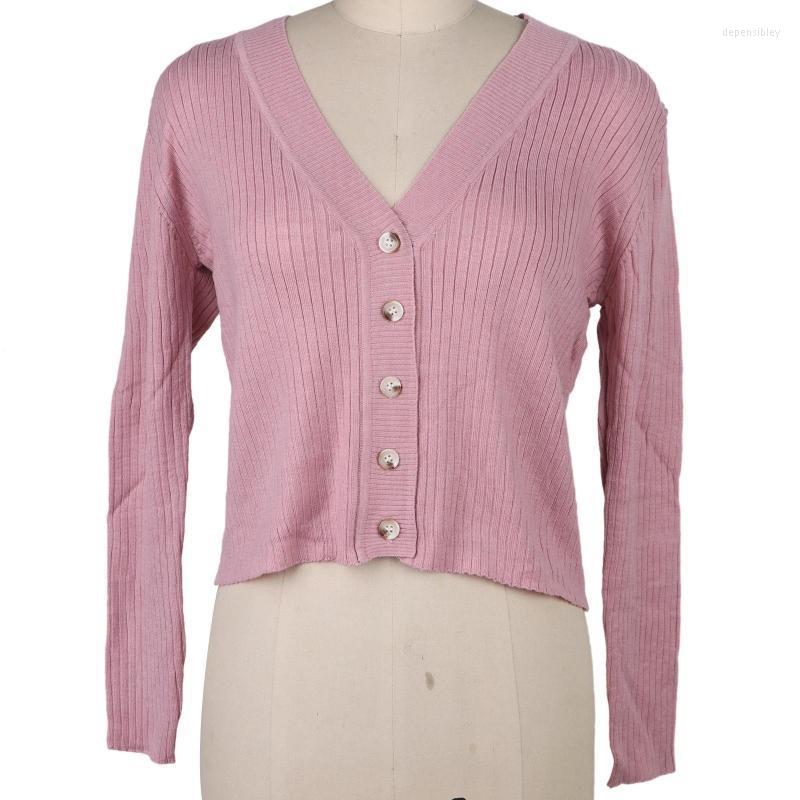 

Women's Knits & Tees Women Spring Long Sleeve Ribbed Knit Short Cardigan V-Neck Button Down Simple Solid Color Sweater Jacket Casual Loose C, White