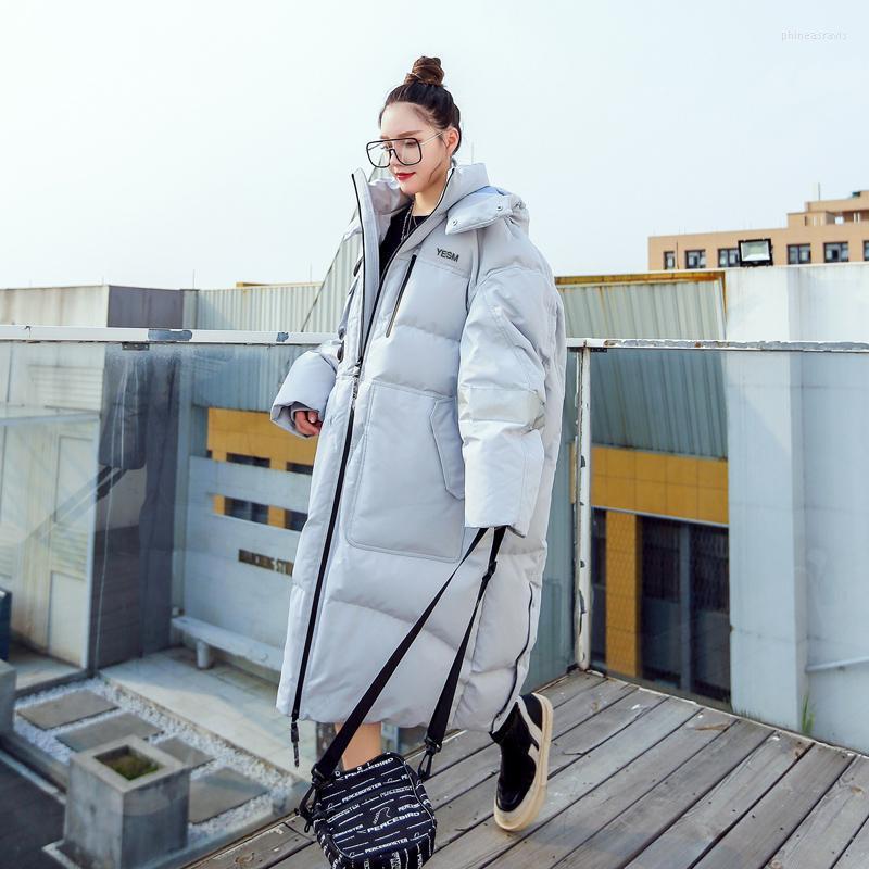 

Women' Down & Parkas 2022 Winter Jacket Woman Korean Long Thicken Cotton Coat Fashion With Hood Loose Warm Outwear Oversized P Phin22, Black