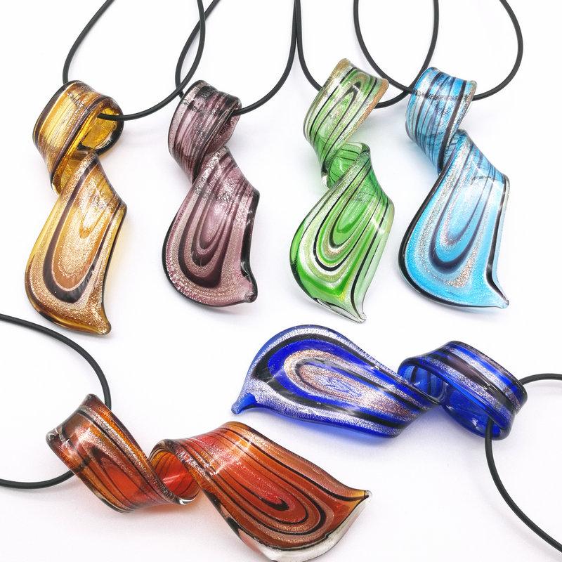

Pendant Necklaces 6Pcs Mix Color Twisted Lampwork Glass Murano Pendants Necklace CHICPendant