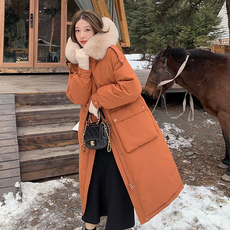 

Women' Down & Parkas White Duck Xia Shiwen Official Website Picture Net Red Fur Collar Hooded Jacket Medium And Long Women' Winter, Black