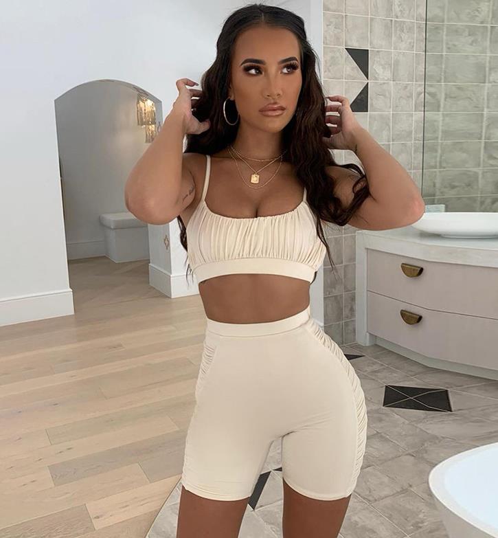 

tracksuit women 2 piece set womens outfits fitness camisole crop top biker short summer fashion sportwear outfit ASSU50108, Black