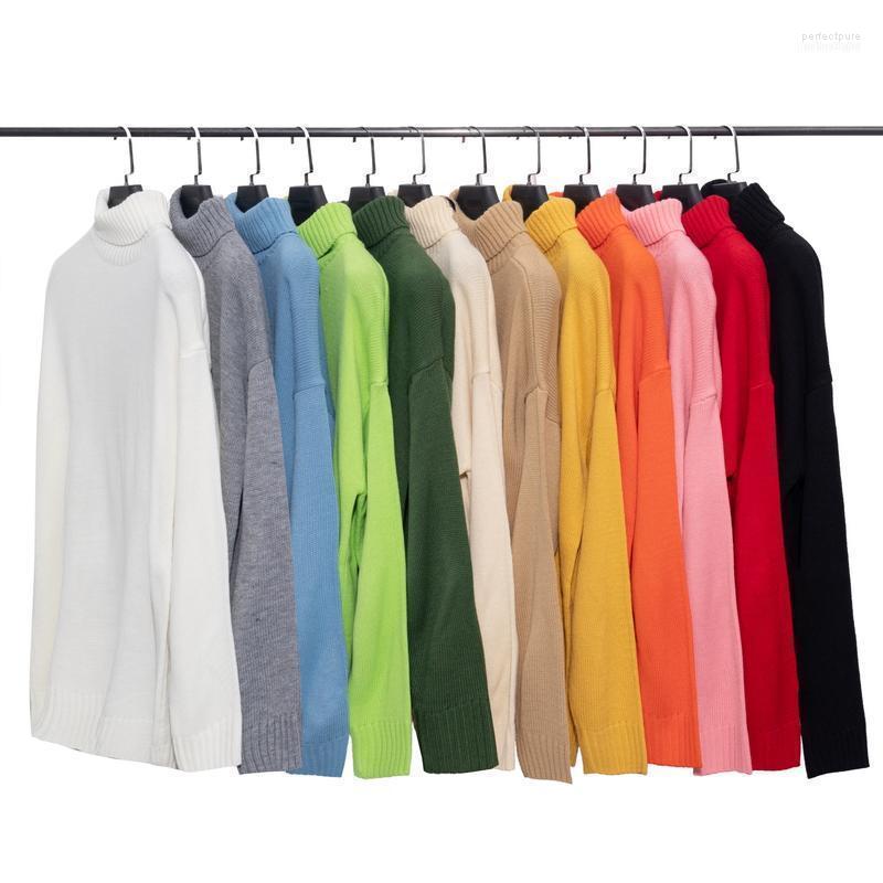 

Men's Sweaters Regular Fit Turtleneck Pullover Sweater Classic Brand Fashion All-Match Solid Color Top Male High Quality Loose Knitwear Perf, Orange