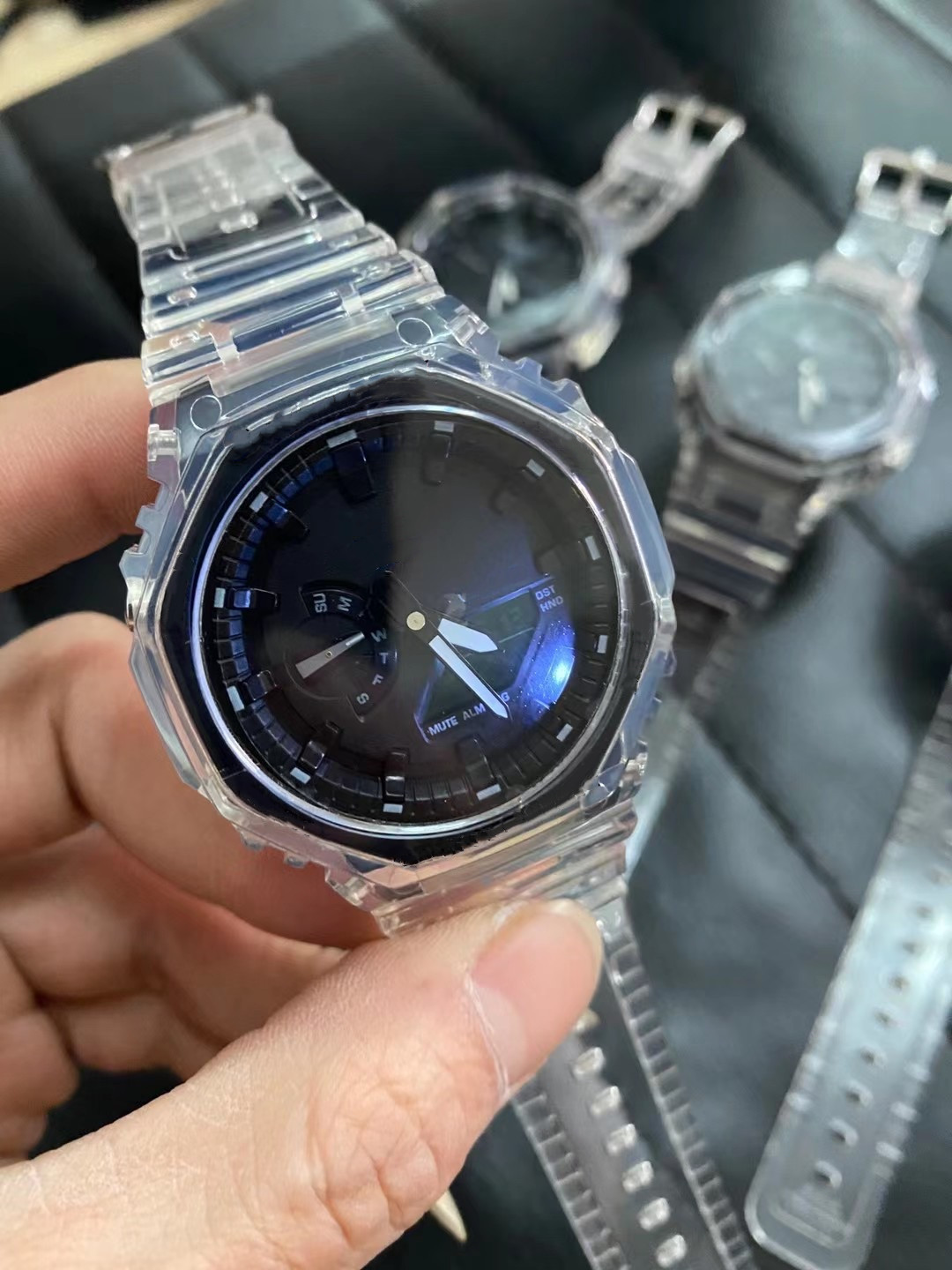 Men's Sports Quartz Digital Watch GA2100 Iced Out Watch Automatic Hand Raise Light LED Waterproof Oak Clear Series