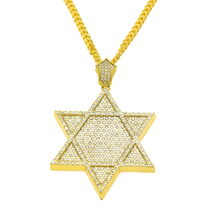 

Chains Hip Hop Hexagrame Star Of David Necklace For Women/Men Judaica Israel JewelryChains