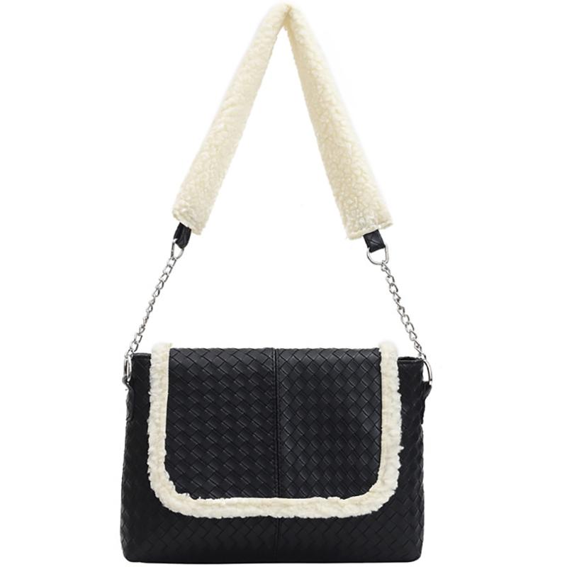 

Evening Bags Women's Weave Shoulder Bag Female Brand Design Plush Handbags Casual Lingge Chain Envelope For Ladies Shopper High QualityE, 50 pcs choose this