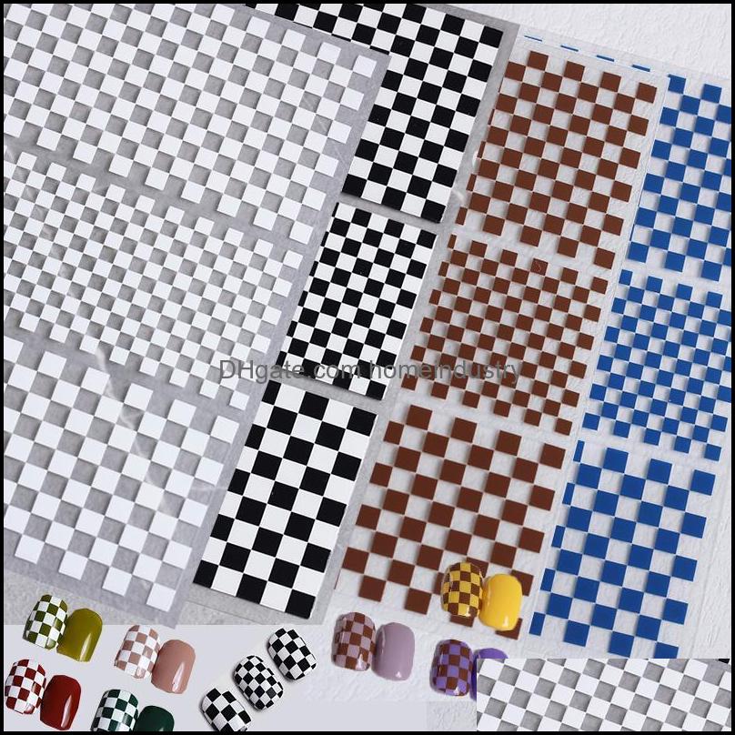 

Stickers Decals Chessboard Design Sticker For Nail Art 1Pcs White/Black/Coffe/Blue Decal Lattice Shape Paste Stickestickers Drop De Dh3Va, Aha020-1
