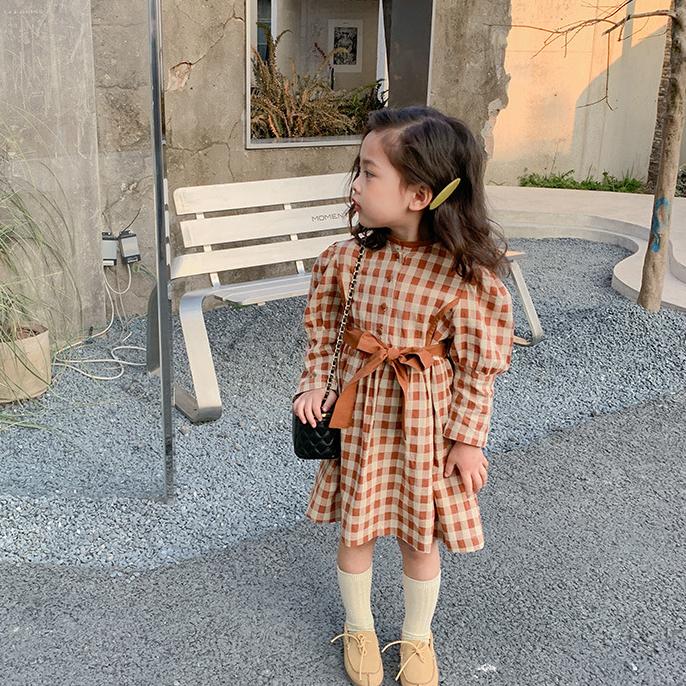 

Girl's Dresses Fashion Kids Girl Plaid Dress Coffee Color Toddler Winter Vestidos De Fiesta Para Children Clothes WholesaleGirl's, Green