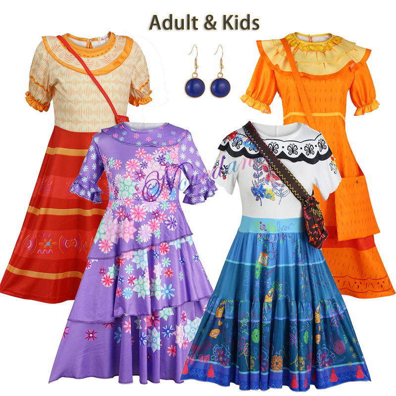 

Encanto Cosplay Adult Isabella Mirabel Madrigal Costume Dolores Pepa Princess Dress Girl Women Kids Halloween Party Dress Up 220721, Mirabel costume bag