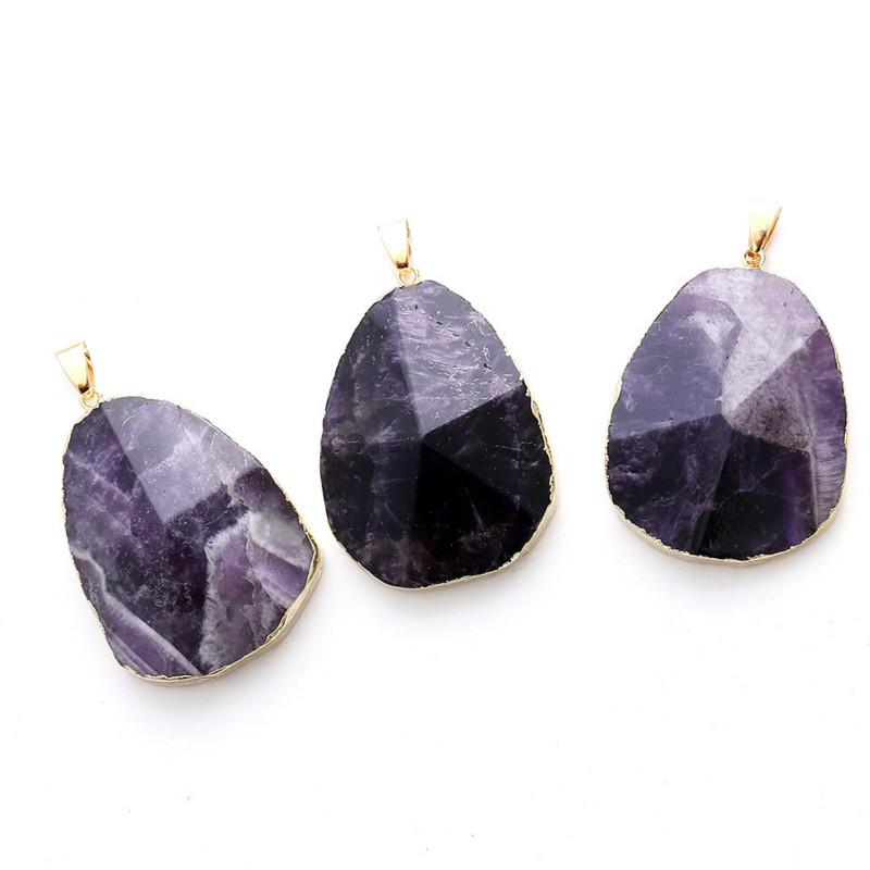 

Pendant Necklaces Health Lucky Natural Amethysts Quartz Geode Cut Purple Crystal Point Stone For Woman Girl Statement Jewelry