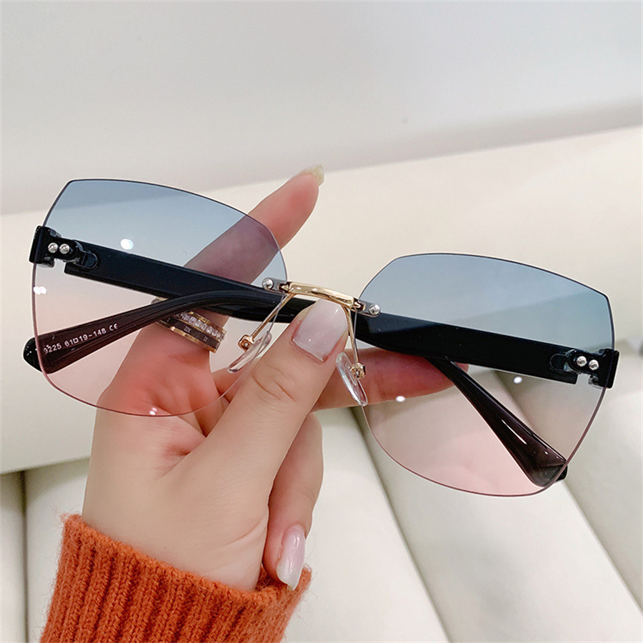 Lunettes de soleil sans monture dames lunettes de mode protection solaire parasol lunettes rétro nouveau 006