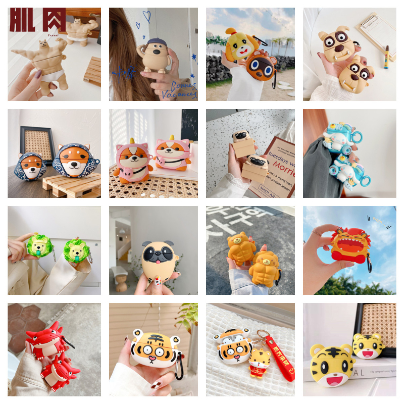 Luxury Cute Tiger Lion Wireless Earphone Cases for Apple Airpods 2 1 3 Funny Muscular Dog Cover Air Pods Pro Protective Shell-image-756862761