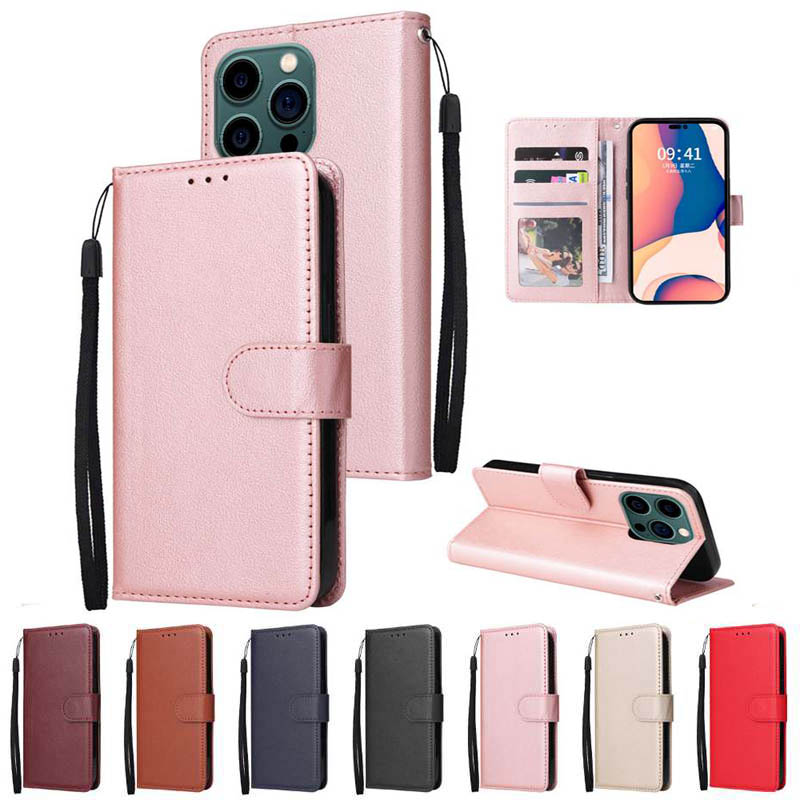 

PU Leather Wallet Cases For Xiaomi 12 Lite Ultra 11 11T Redmi 10A 10C Note 11 Pro Iphone 14 Pro Max Plain Photo Card Frame Slot Flip Cover Holder Business Book Purse Strap, Pls let us know the color you want