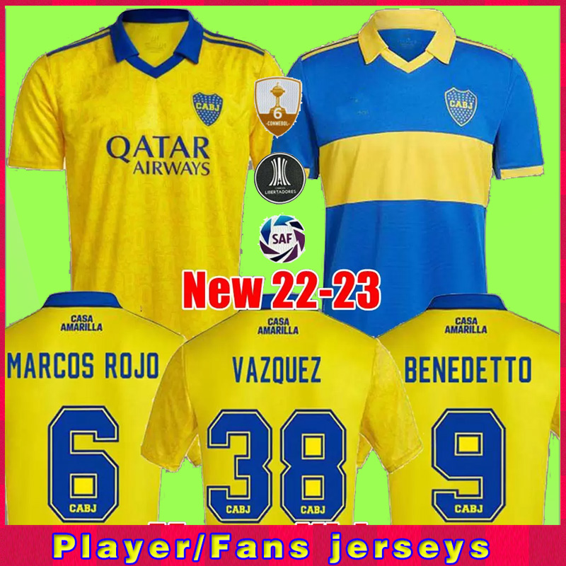 

fans player 2022 2023 Boca Juniors soccer Jerseys VILLA SALVIO Men kids Benedetto Salvio camisa de futebol 22 23 football shirt TEVEZ CARLITOS MARCOS ROJO VAZQUEZ, Home patch