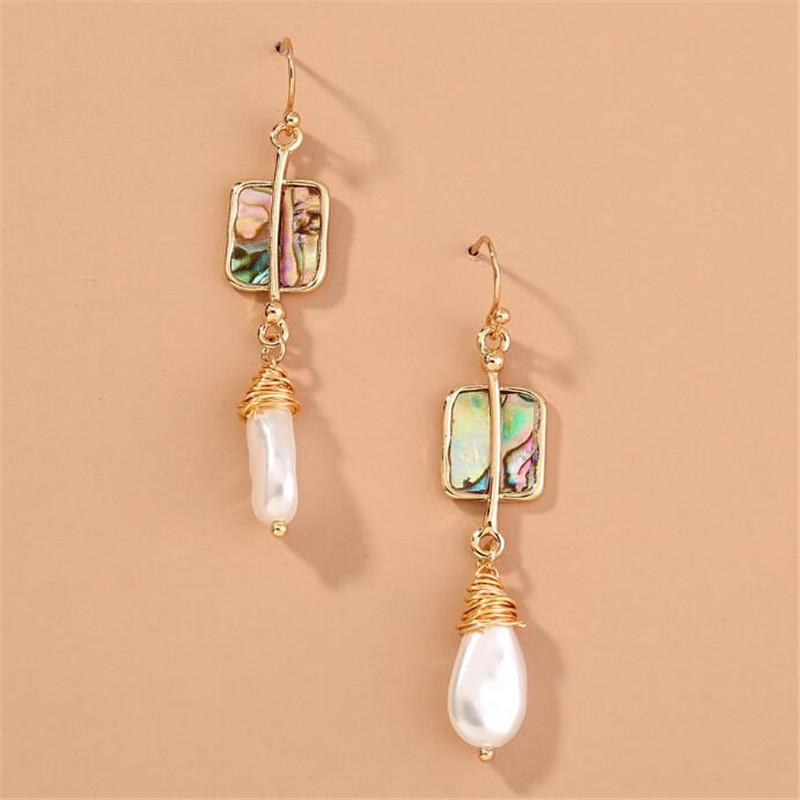 

Dangle & Chandelier Fashion Europe Abalone Shell Pearl Metal Earrings For Women Drop 2022 Party Female JewelryDangle