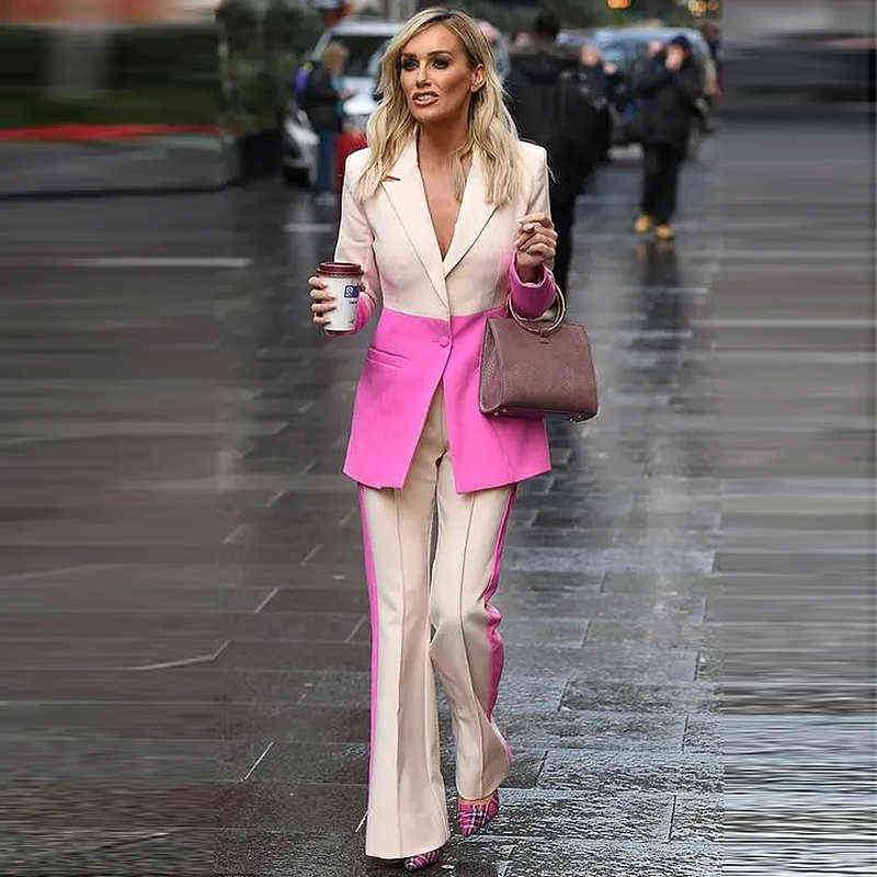 suit High Street Newest 2022 Designer Runway Suit Set Women Single Button Color
