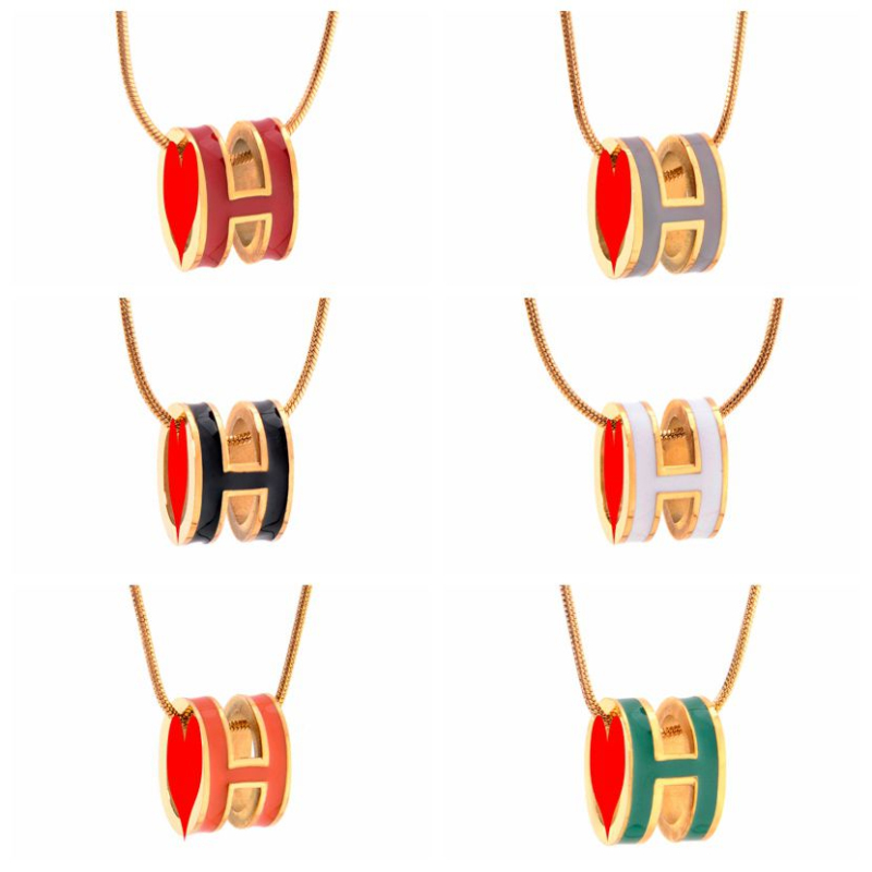 

Luxury Brand H Pendant Stainless Steel Necklace Snake Chain Jewelry for Women Gift