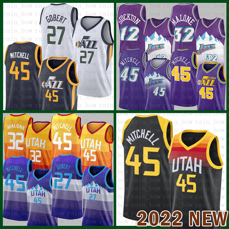 

Utah''Jazz''Men 32 10 Donovan Mitchell Rudy Gobert John Stockton Basketball Jersey 45 27 12 Karl Malone Mike Conley 012