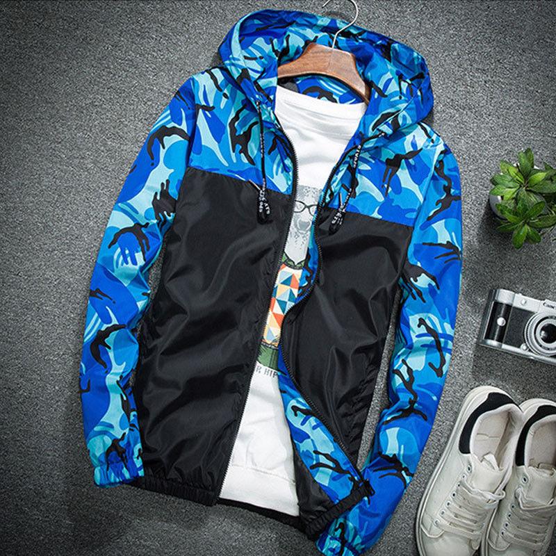 

Men's Jackets Men Floral Bomber Jacket Hip Hop Slim Fit Flowers Pilot Printing Coat Men's Hooded JacketsMen's, Blue